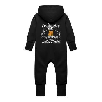 Duitse Herder - Baby Bio Sweat Overall mit Kapuze - Schwarz - Hinten