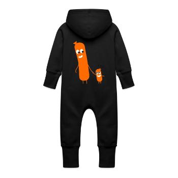 Die fröhlichen Würstchen - Baby Bio Sweat Overall mit Kapuze - Schwarz - Hinten