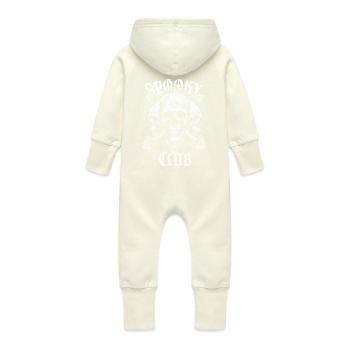 Spooky Club Crânes en niveaux de gris et peau de serpent - Grenouillère à capuche bio en molleton Bébé - vanille - Dos