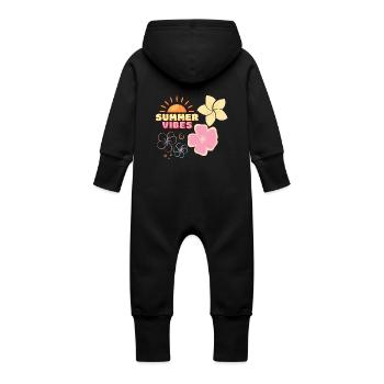 Summer Vibes - Baby Organic Sweat Overalls With Hood - black - Back