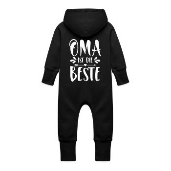 Oma ist die Beste - Baby Bio Sweat Overall mit Kapuze - Schwarz - Hinten