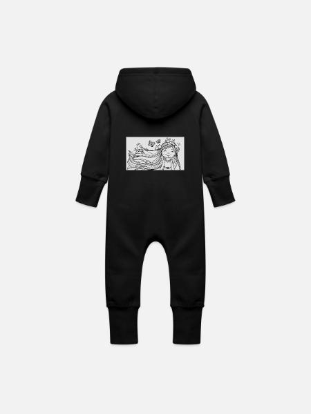 Elf - Baby Organic Sweat Overalls With Hood - black