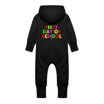 First day of school - Baby Organic Sweat Overalls With Hood - black - Back
