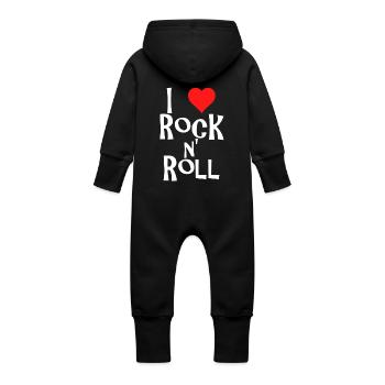 rock n' roll - Grenouillère à capuche bio en molleton Bébé - noir - Dos