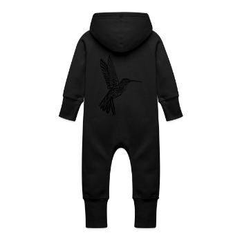 humming-bird - Baby Organic Sweat Overalls With Hood - black - Back