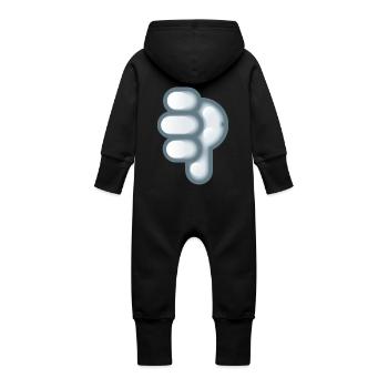 Smiley Hand Signal Down - Baby Organic Sweat Overalls With Hood - black - Back