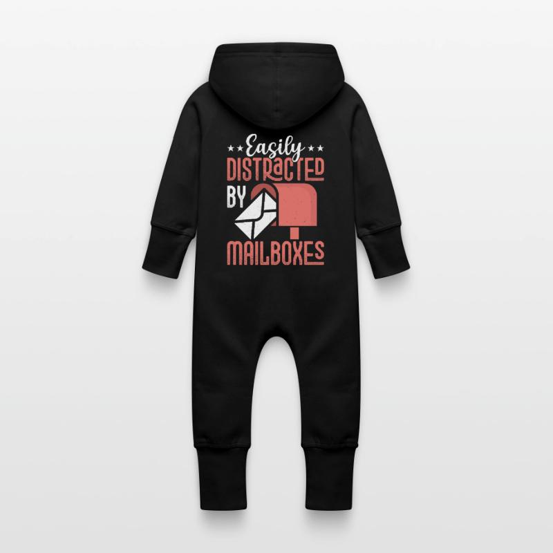 Easily Distracted By Mailboxes Mail Postal Worker Baby Bio Sweat Overall mit Kapuze