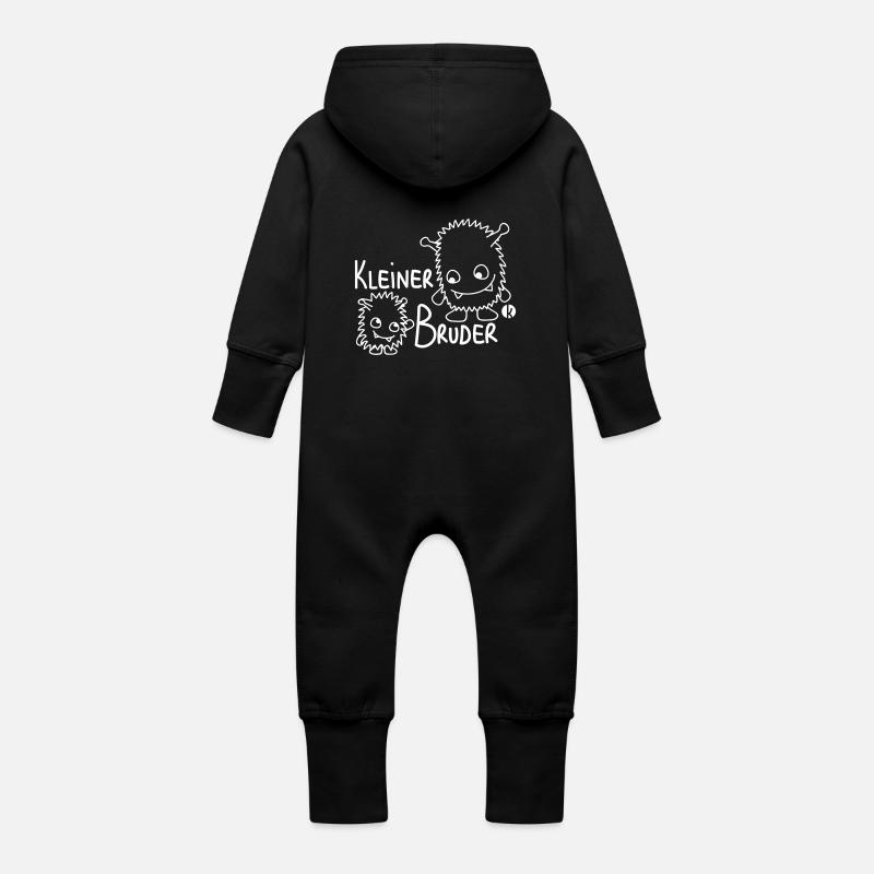 Kleiner Bruder - Baby Bio Sweat Overall mit Kapuze - Schwarz