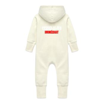 CESSEZ-LE-FEU - Grenouillère à capuche bio en molleton Bébé - vanille - Dos