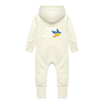 Pray for ukraine - Baby Organic Sweat Overalls With Hood - vanilla - Back