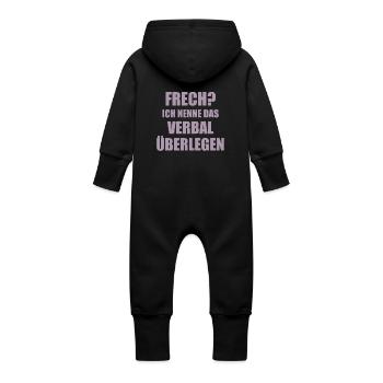 Frech? Ich nenne das Verbal überlegen Spruch - Baby Bio Sweat Overall mit Kapuze - Schwarz - Hinten