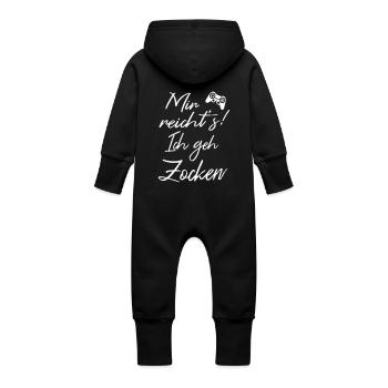 Gamer Zocker zocken Controller Sprüche lustig - Baby Bio Sweat Overall mit Kapuze - Vanille-Milchshake - Hinten
