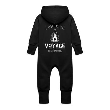 J’peux pas j’ai voyage dans le temps - humour - Grenouillère à capuche bio en molleton Bébé - noir - Dos
