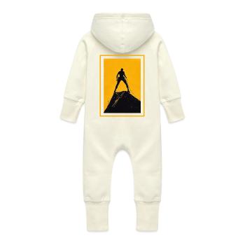 Attention! Climber - Baby Organic Sweat Overalls With Hood - vanilla - Back