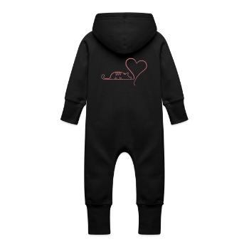 Chat avec un cœur - Grenouillère à capuche bio en molleton Bébé - noir - Dos
