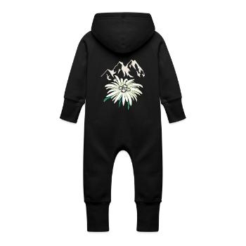 Mountains Mountains Peaks Edelweiss Blume Tirol Alm - Baby Organic Sweat Overalls With Hood - vanilla - Back