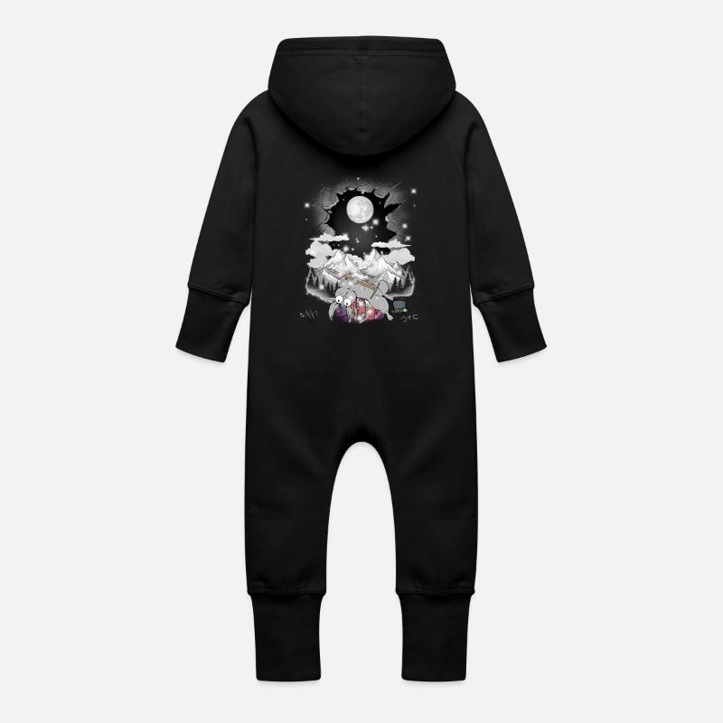 mystisch Bergsteiger bergsteigen Urlaub Hase Berge - Baby Bio Sweat Overall mit Kapuze - Schwarz