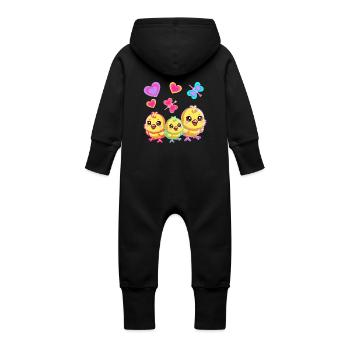 Rétro Pâques Poussin Enfants Enfant Bébé Années 80 90 - Grenouillère à capuche bio en molleton Bébé - noir - Dos