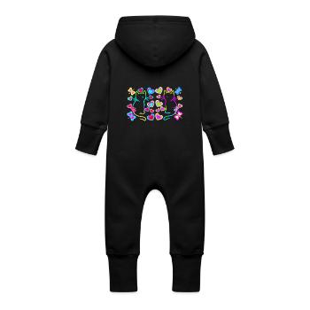 Chats Chat Rétro Années 80 Années 90 Vintage Enfants - Grenouillère à capuche bio en molleton Bébé - noir - Dos