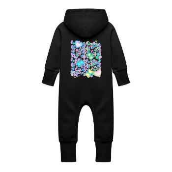Chat Floral Rétro Chats Fille Enfant - Grenouillère à capuche bio en molleton Bébé - vanille - Dos