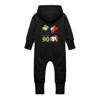90e Joyeux anniversaire ballons bougies &Cadeau - Grenouillère à capuche bio en molleton Bébé - noir - Dos
