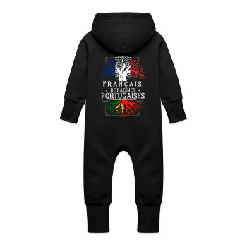 Racines Portugaises - Grenouillère à capuche bio en molleton Bébé - noir - Dos