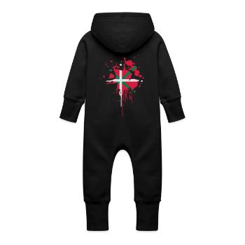 Drapeau Basque Tâche - Grenouillère à capuche bio en molleton Bébé - noir - Dos