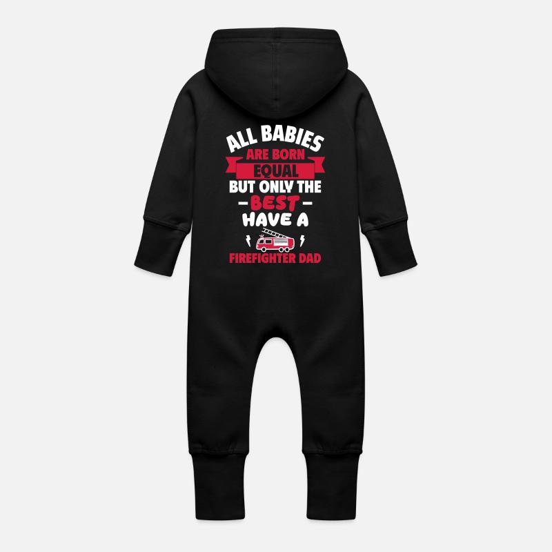 Bébé,Papa pompier,Cadeau de naissance,Fête des pères - Grenouillère à capuche bio en molleton Bébé - noir