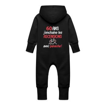 Velo 60 ans ascension avec panache anniversaire - Grenouillère à capuche bio en molleton Bébé - vanille - Dos
