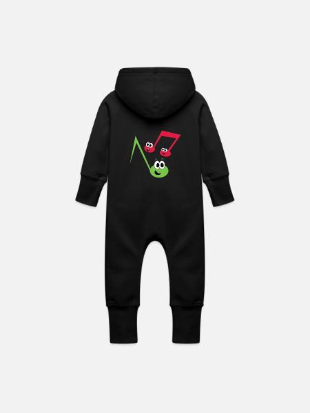 Fugly Noten - Baby Bio Sweat Overall mit Kapuze - Schwarz