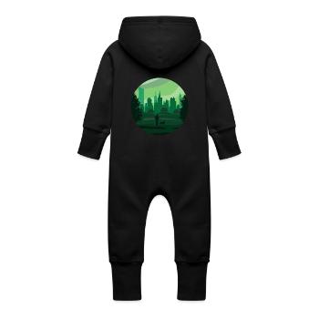 une ville verte - Grenouillère à capuche bio en molleton Bébé - noir - Dos