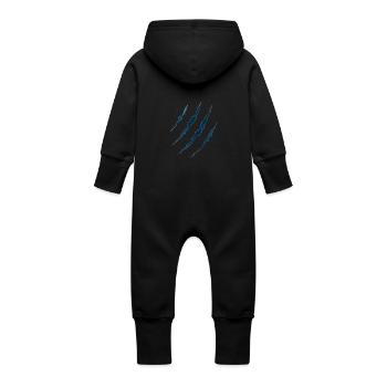 Claws Galaxy GROAHHH White Edition - Baby Bio Sweat Overall mit Kapuze - Schwarz - Hinten