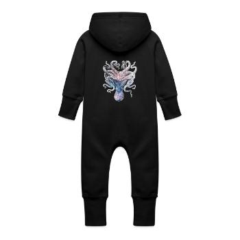 SPACE SQUID - Baby Bio Sweat Overall mit Kapuze - Schwarz - Hinten