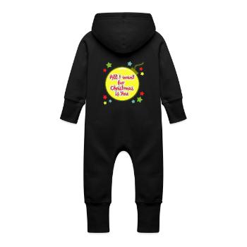 Du bist alles, was ich zu Weihnachten will - Baby Bio Sweat Overall mit Kapuze - Schwarz - Hinten