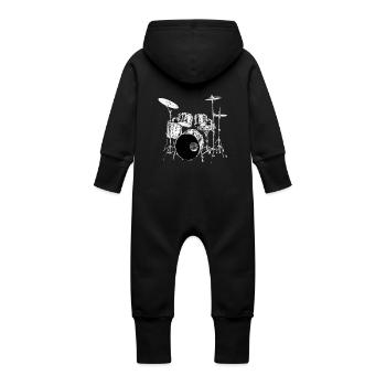 Drums argent - Grenouillère à capuche bio en molleton Bébé - noir - Dos