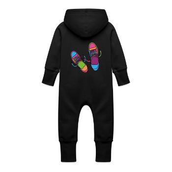 Hipster Schuhe - Baby Bio Sweat Overall mit Kapuze - Schwarz - Hinten