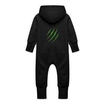 GROAHHH Natur Klaue / Klaue - Baby Bio Sweat Overall mit Kapuze - Schwarz - Hinten