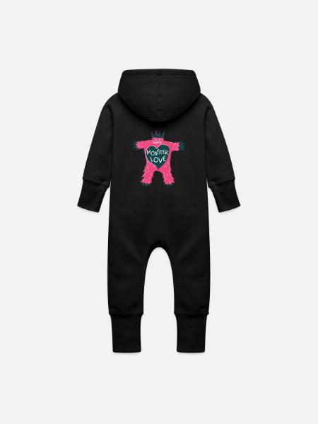 Monster of Love - Økologisk sweatshirt-overall med hætte til baby - sort