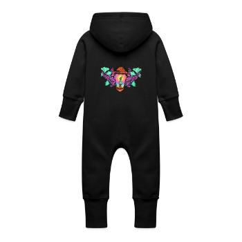 raimbow Laterne - Baby Bio Sweat Overall mit Kapuze - Schwarz - Hinten