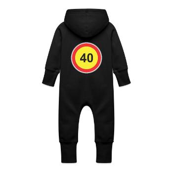 Verkehrsschild 40 gelb - Baby Bio Sweat Overall mit Kapuze - Schwarz - Hinten