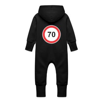 Verkehrsschild 70 - Baby Bio Sweat Overall mit Kapuze - Schwarz - Hinten