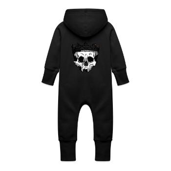 Crâne avec la couronne - Grenouillère à capuche bio en molleton Bébé - noir - Dos