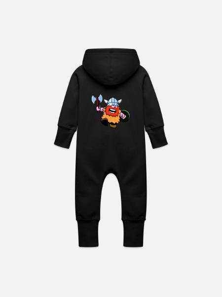 Niedlicher Wikinger - Baby Bio Sweat Overall mit Kapuze - Schwarz