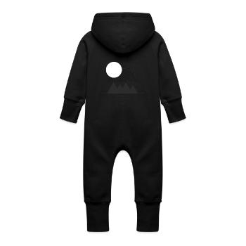 Sonne in den Bergen - Baby Bio Sweat Overall mit Kapuze - Schwarz - Hinten