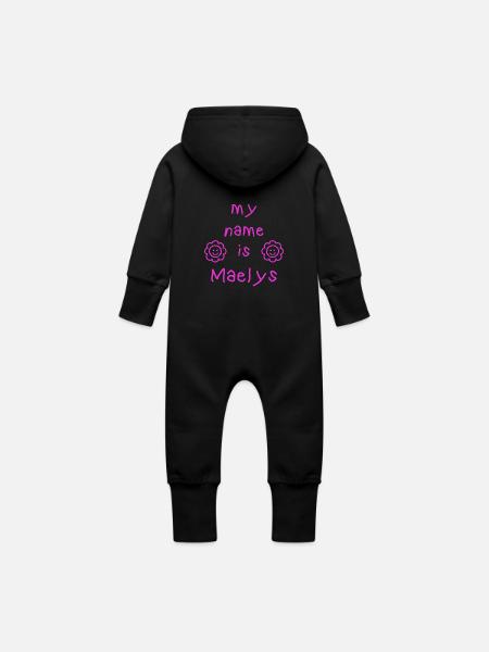MAELYS MY NAME IS - Baby Organic Sweat Overalls With Hood - black