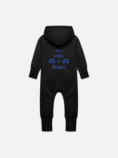 BRUNO MY NAME IS - Baby Organic Sweat Overalls With Hood - black