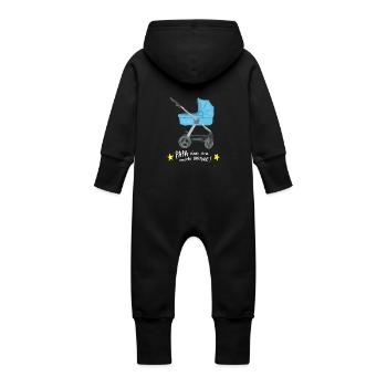 Naissance : Papa rêvait d'une nouvelle voiture ! - Grenouillère à capuche bio en molleton Bébé - noir - Dos
