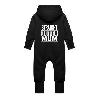 STRAIGHT OUTTA MAMA maman maman bébé naissance cadeau corps - Grenouillère à capuche bio en molleton Bébé - noir - Dos