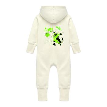 Green splatter - Baby Organic Sweat Overalls With Hood - vanilla - Back