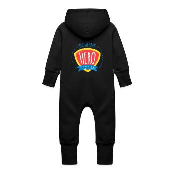 Tu es mon héros. Je t'aime papa T-shirt - Grenouillère à capuche bio en molleton Bébé - noir - Dos